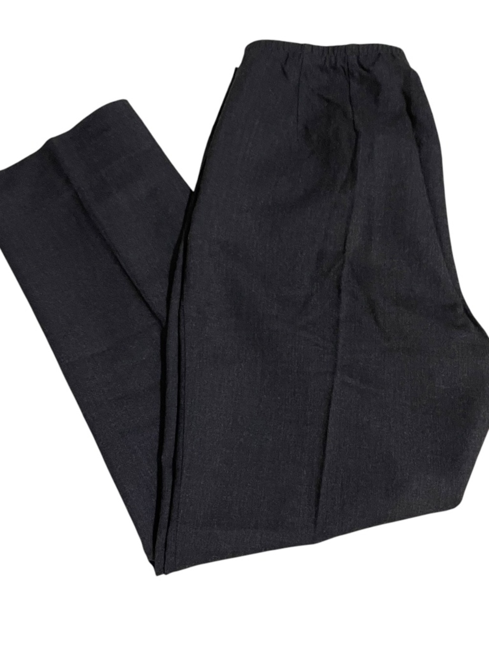 Eileen Fisher Dark Gray Pants Small Petite Stretch Elastic Waist Side Zip Career